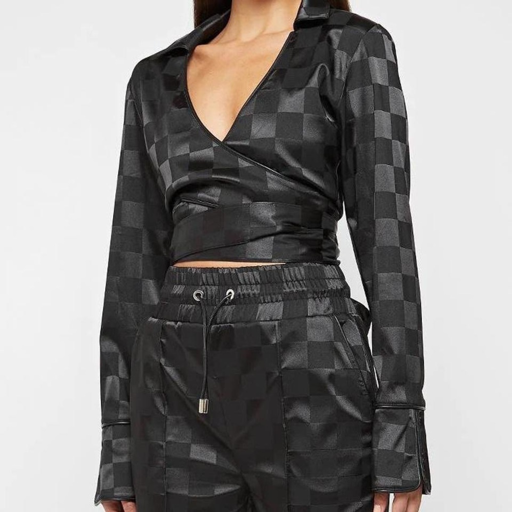 Maniere de Voir Satin Checkered Top and Pants FULL SET